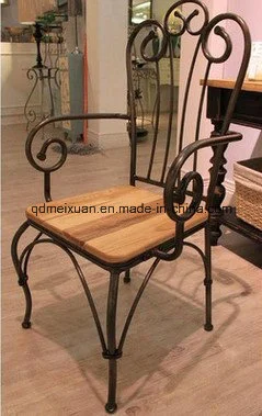 American Creative Real Wood Chair Chair Hotel Coffee Shop, chaise de salle à manger en fer forgé, chaise de loisirs pour restaurer les anciens accoudoirs (M-X3343)