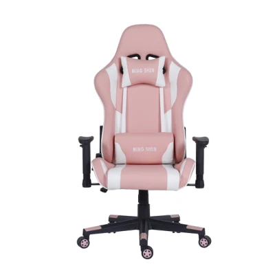 Chaise de jeu de course rose ergonomique avec logo brodé Sillas la plus vendue