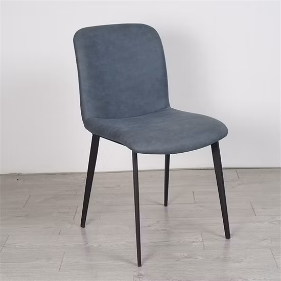Chaises de salle à manger de restaurant rembourrées de luxe européen Chaise de salle à manger en tissu de velours capitonné gris en métal